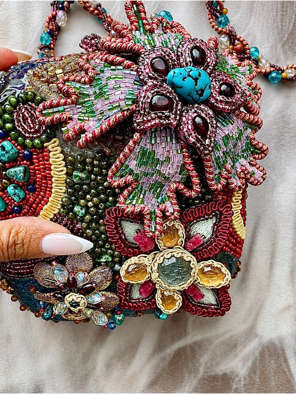 Mary Frances Multicolor Beaded Floral Crossbody with Sculptural Flower Detail - Picture 3 of 10